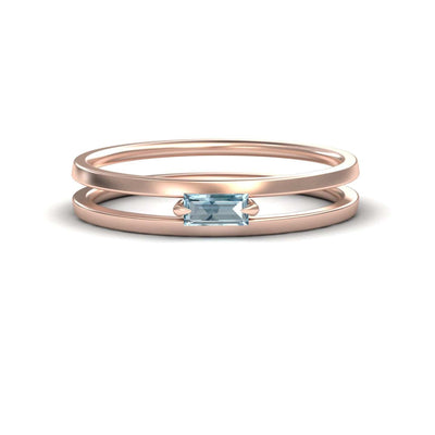 Aquamarine Minimalist Double Band Ring