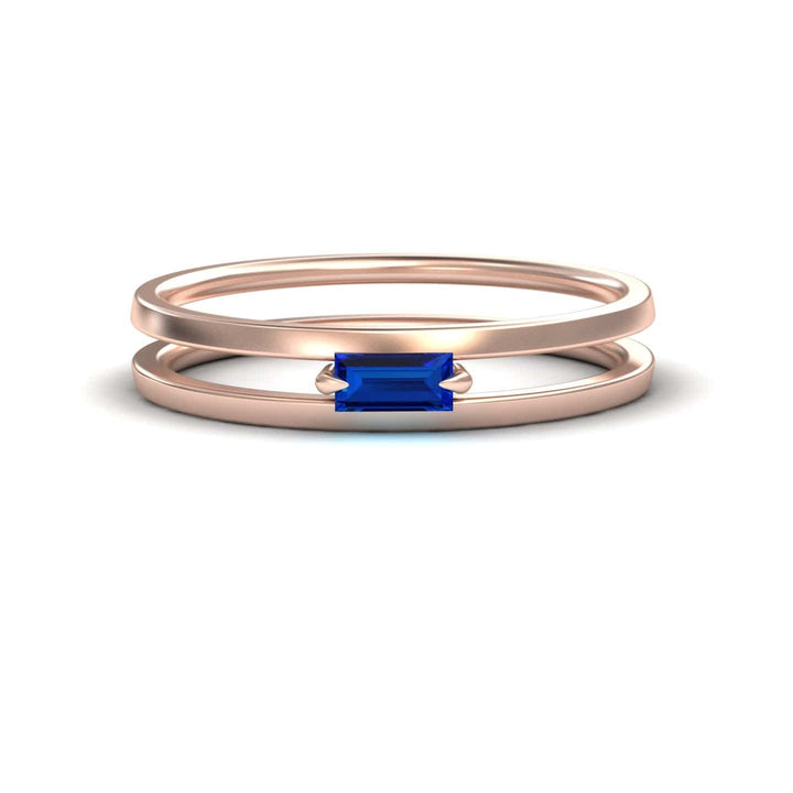 Blue Sapphire Minimalist Double Band Ring - Alia