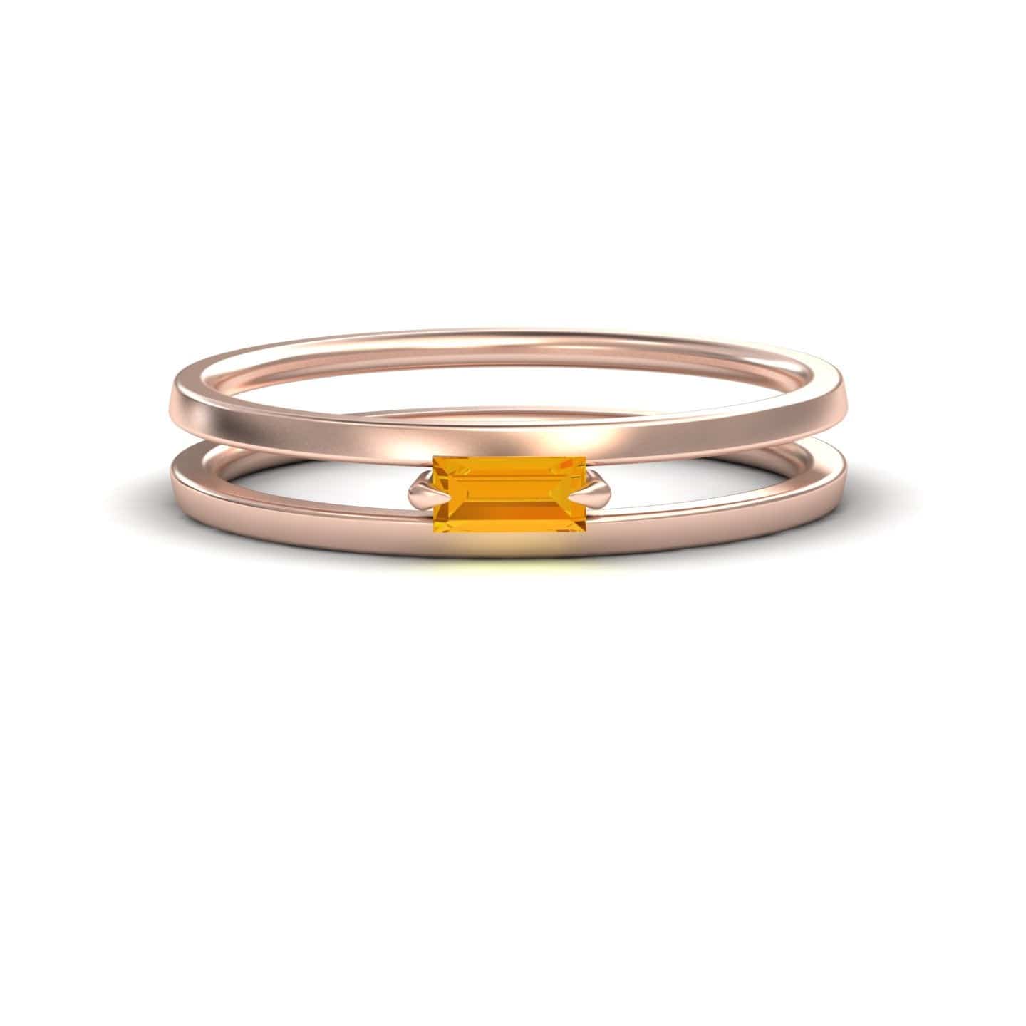Citrine Minimalist Double Band Ring - Alia