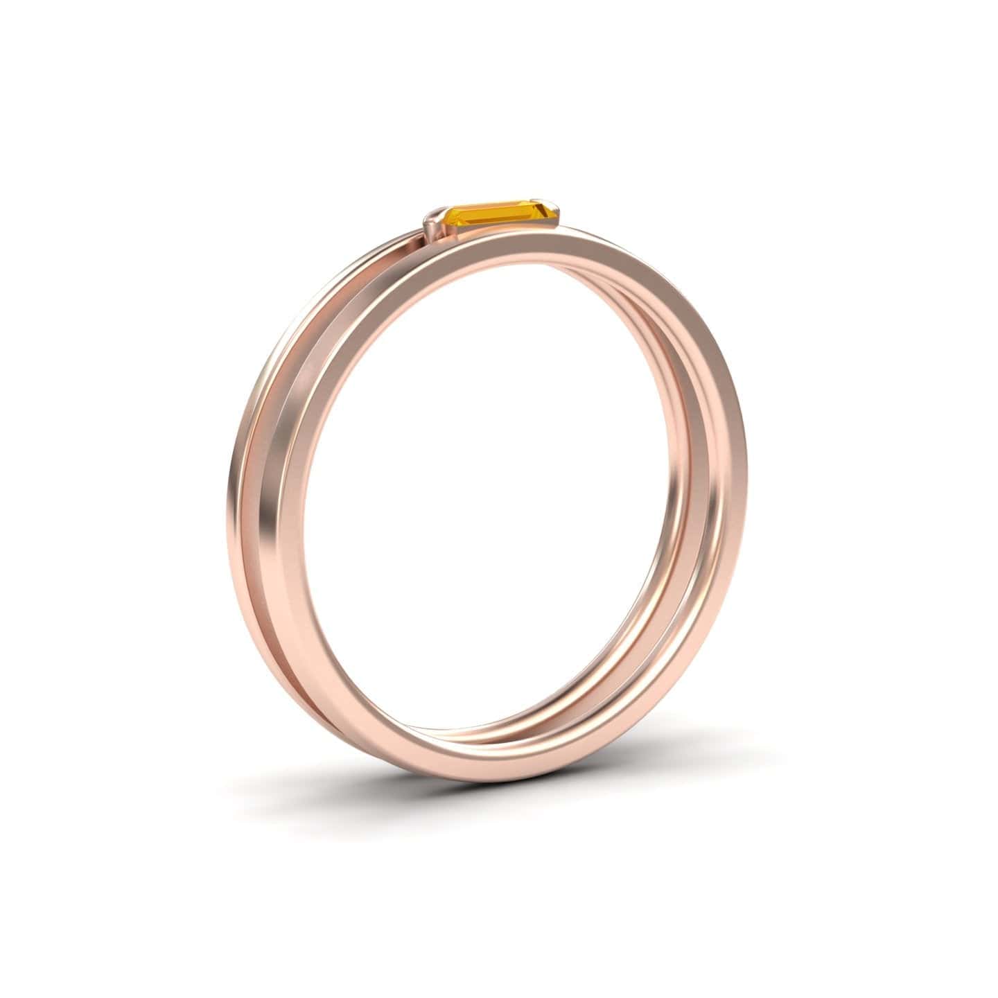 Citrine Minimalist Double Band Ring - Alia