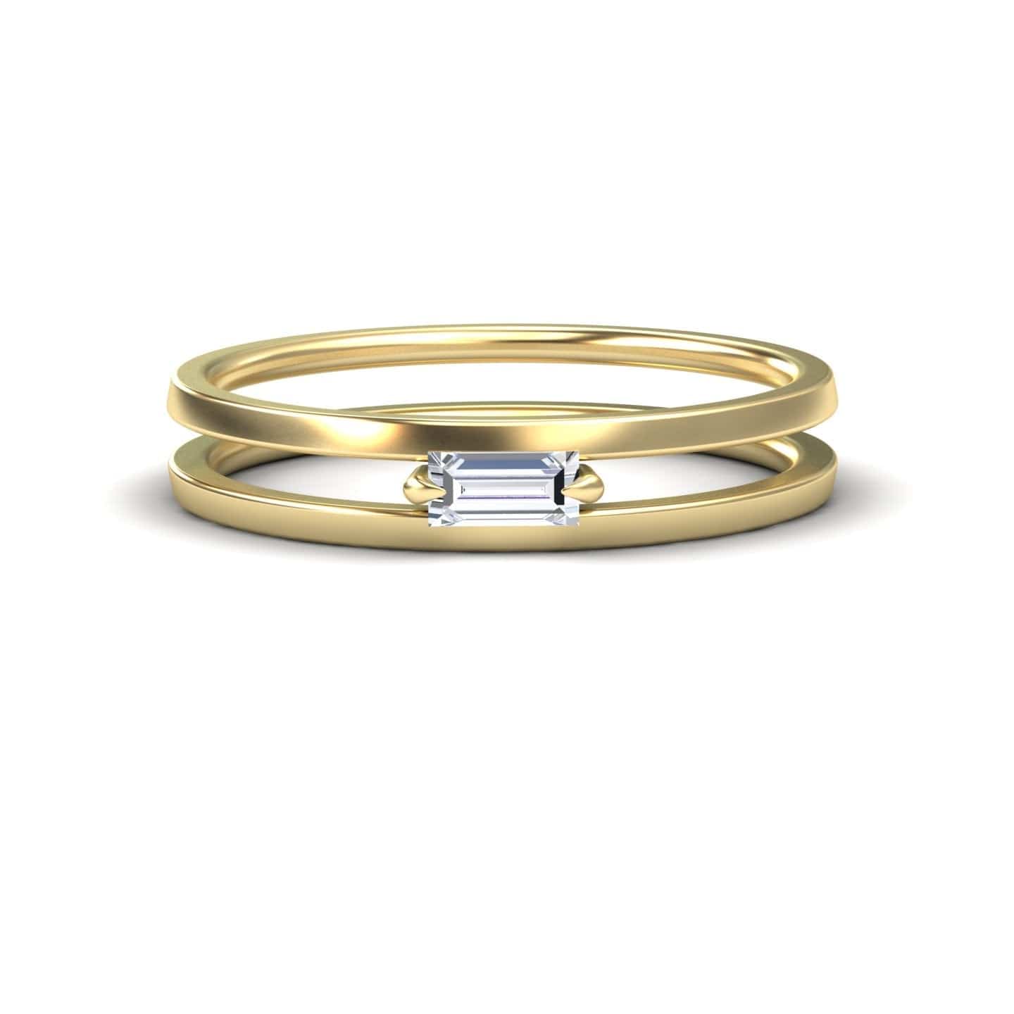 White Diamond Minimalist Double Band Ring - Alia