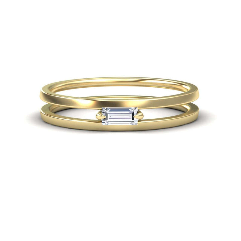 White Diamond Minimalist Double Band Ring - Alia