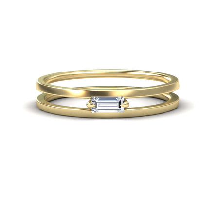 White Diamond Minimalist Double Band Ring - Alia