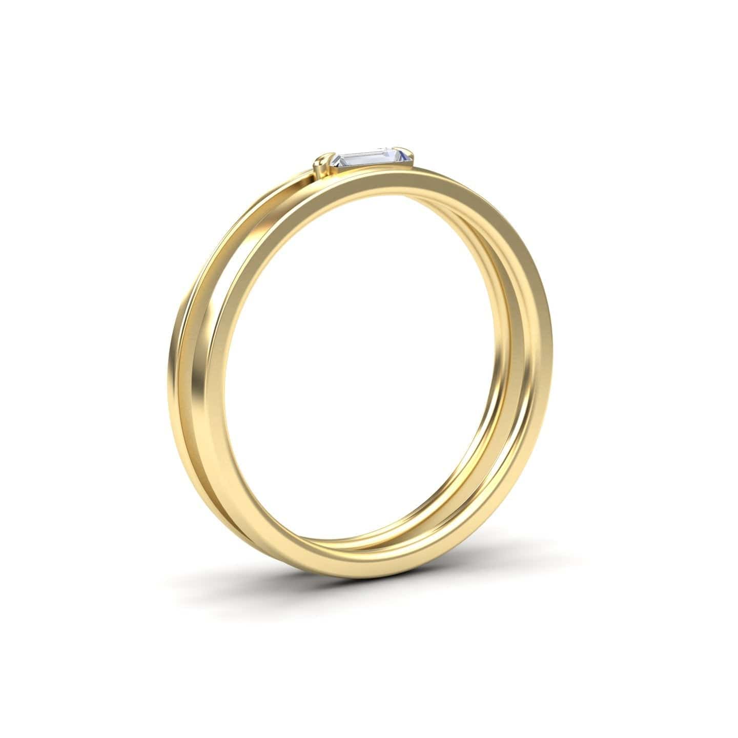 White Diamond Minimalist Double Band Ring - Alia