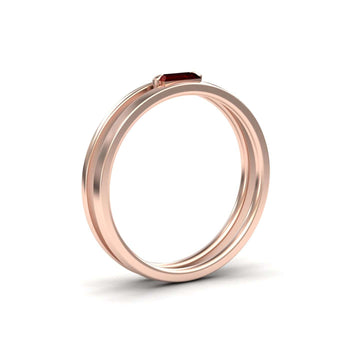 Garnet Minimalist Double Band Ring - Alia