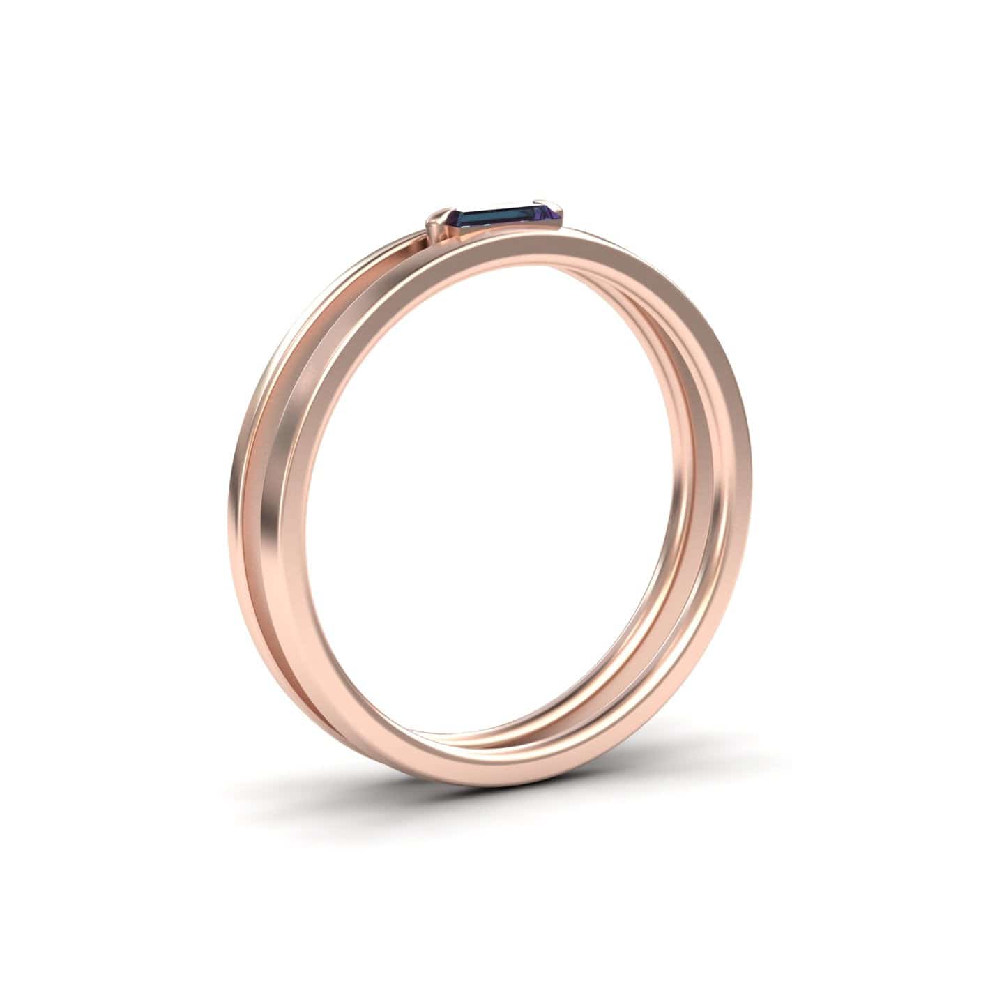 Lab Grown Alexandrite Minimalist Double Band Ring - Alia