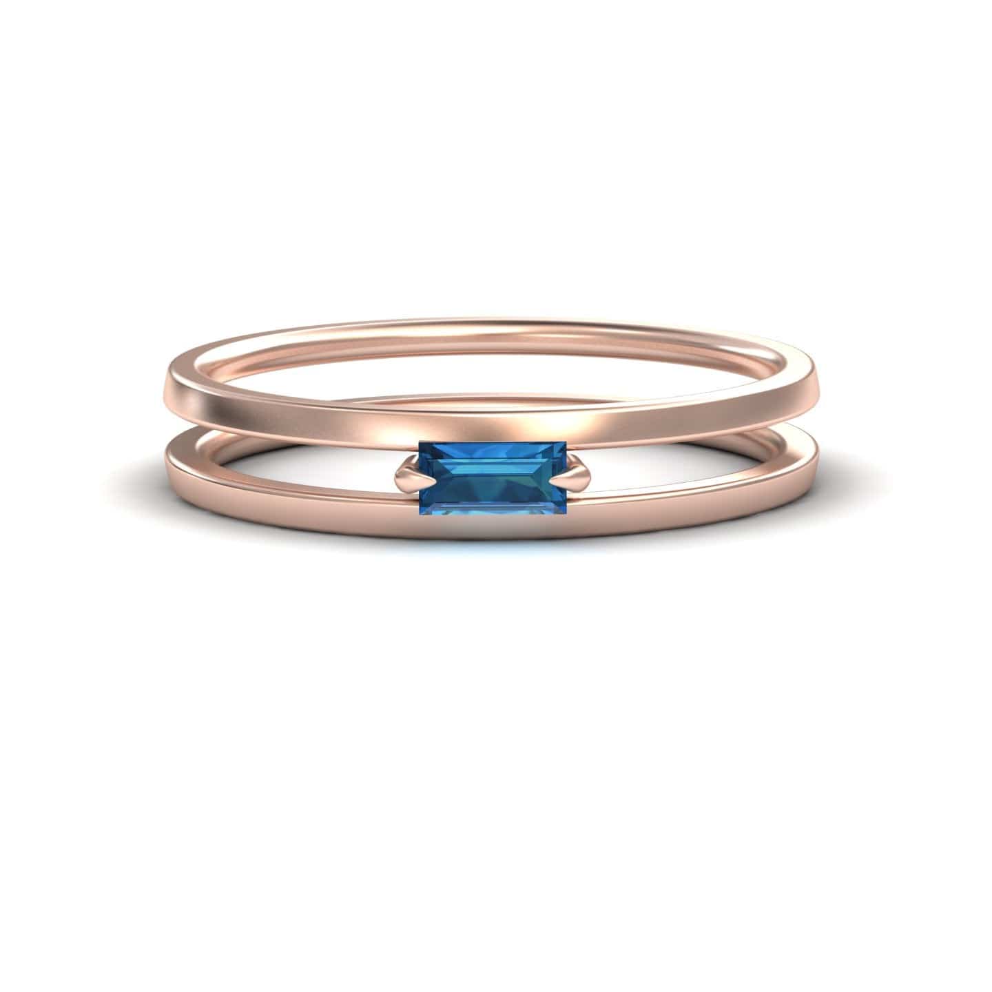 London Blue Topaz Minimalist Double Band Ring - Alia