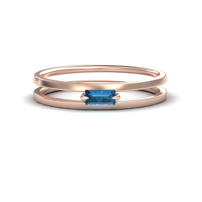 London Blue Topaz Minimalist Double Band Ring