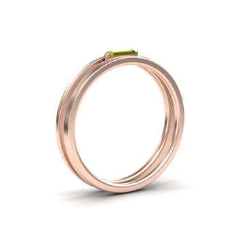Peridot Minimalist Double Band Ring - Alia
