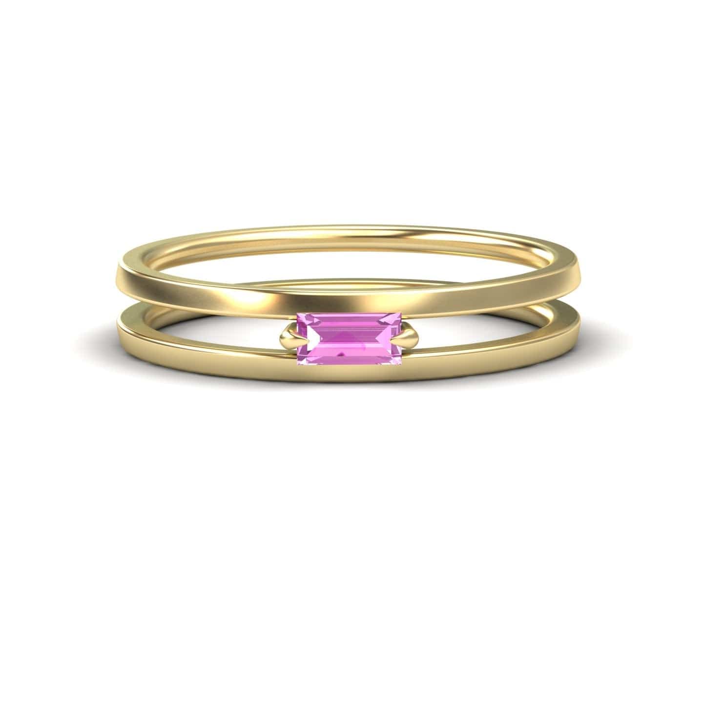 Pink Sapphire Minimalist Double Band Ring - Alia