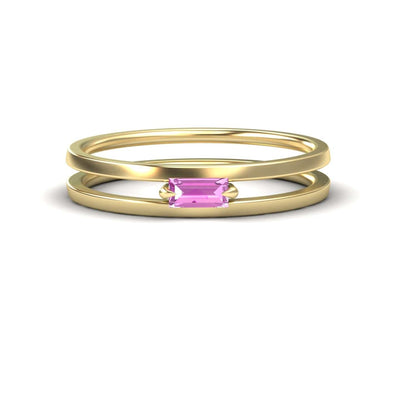 Pink Sapphire Minimalist Double Band Ring
