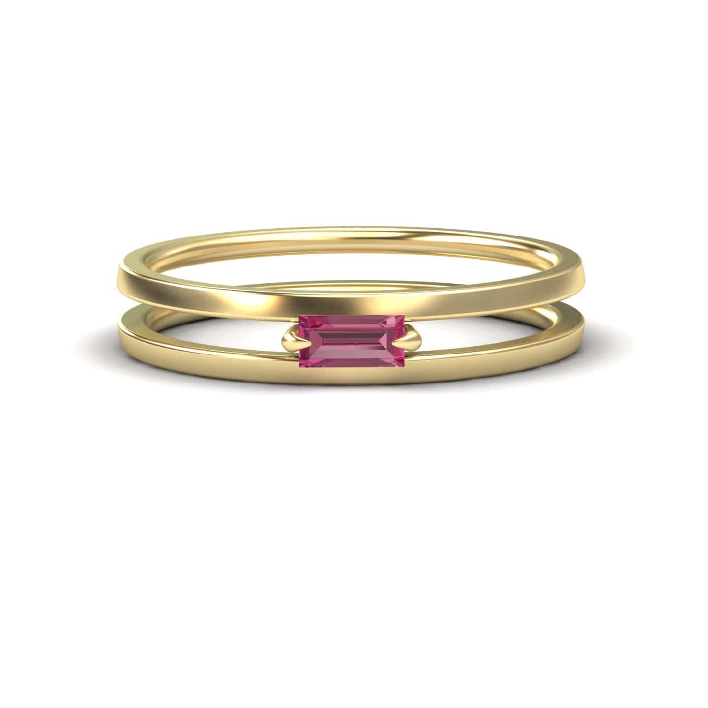 Pink Tourmaline Minimalist Double Band Ring - Alia