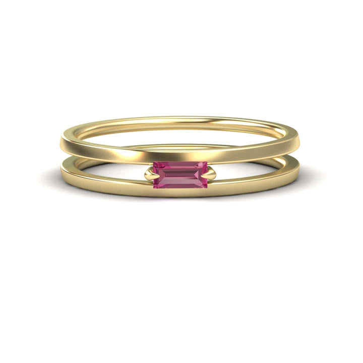 Pink Tourmaline Minimalist Double Band Ring - Alia