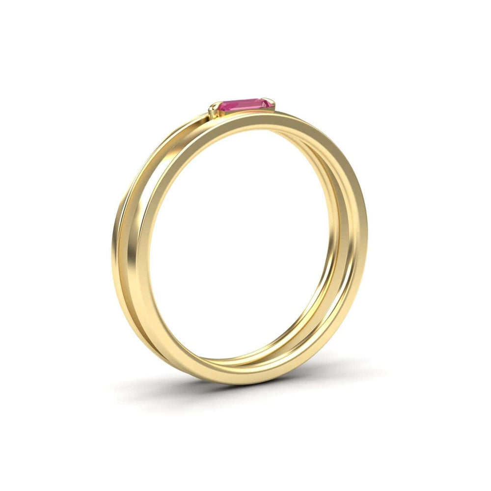 Pink Tourmaline Minimalist Double Band Ring - Alia