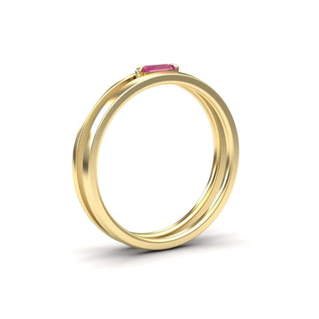 Pink Tourmaline Minimalist Double Band Ring - Alia