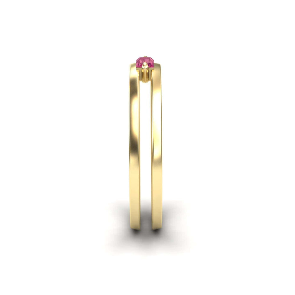 Pink Tourmaline Minimalist Double Band Ring - Alia