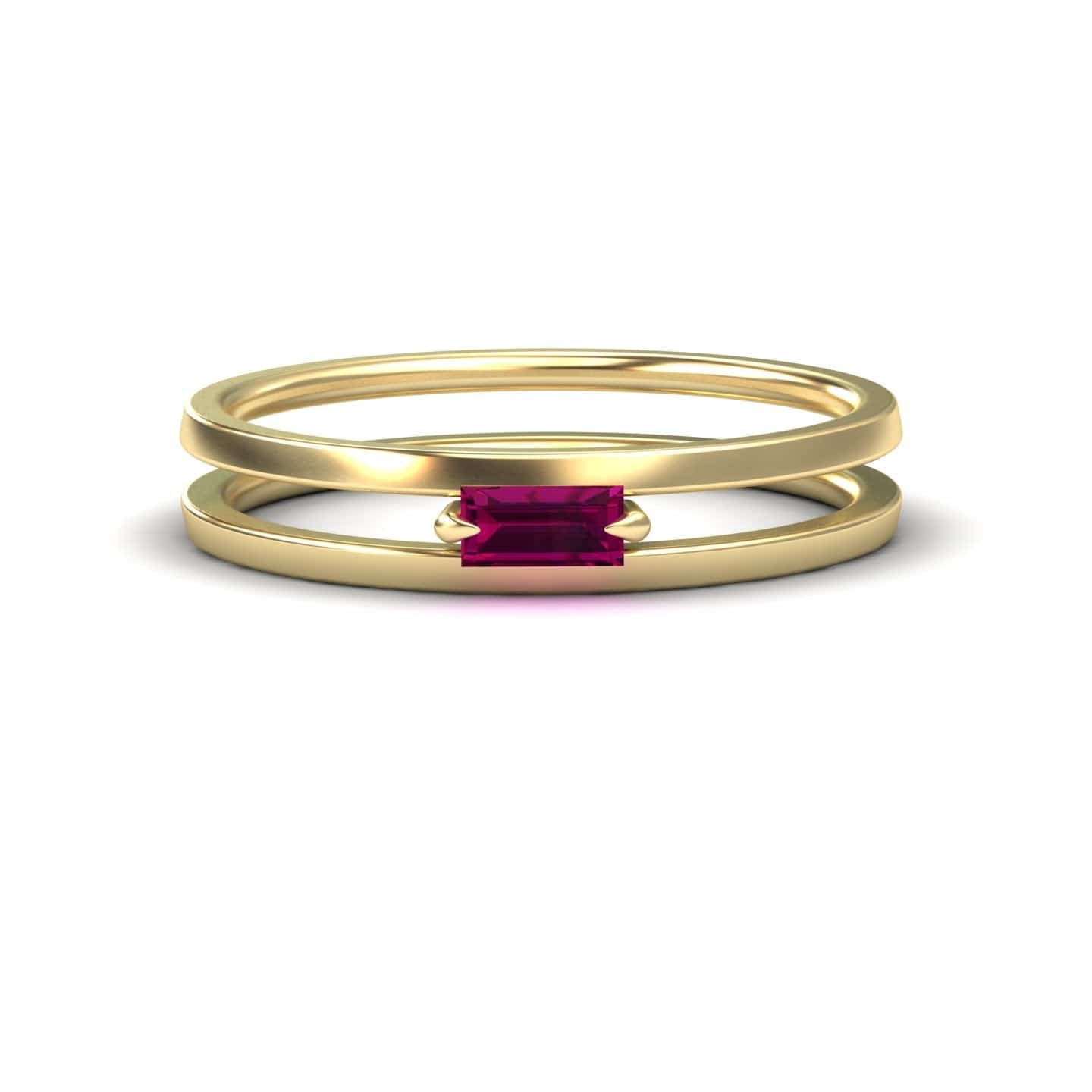Rhodolite Garnet Minimalist Double Band Ring - Alia