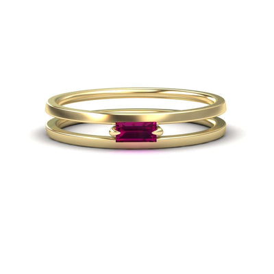 Rhodolite Garnet Minimalist Double Band Ring