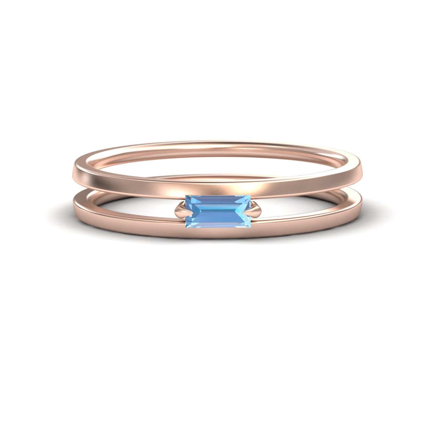 Swiss Blue Topaz Minimalist Double Band Ring - Alia