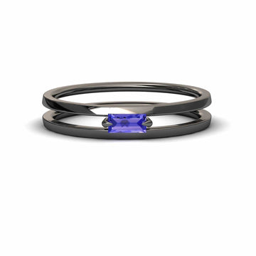 Tanzanite Minimalist Double Band Ring - Alia