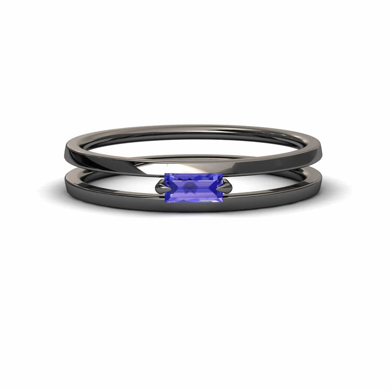 Tanzanite Minimalist Double Band Ring - Alia