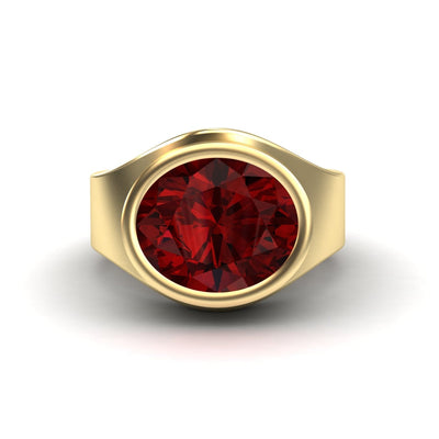 Lab Grown Ruby Bezel Set Solitaire Ring