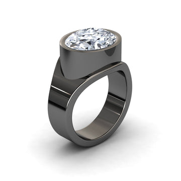 Lab Grown White Diamond Bezel Set Solitaire Ring - Ada