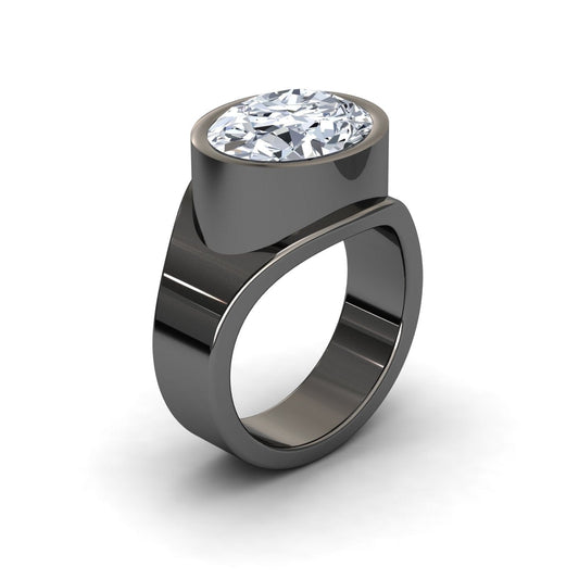 Lab Grown White Diamond Bezel Set Solitaire Ring - Ada