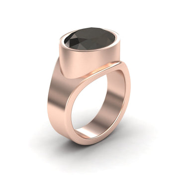 Black Onyx Bezel Set Solitaire Ring - Ada