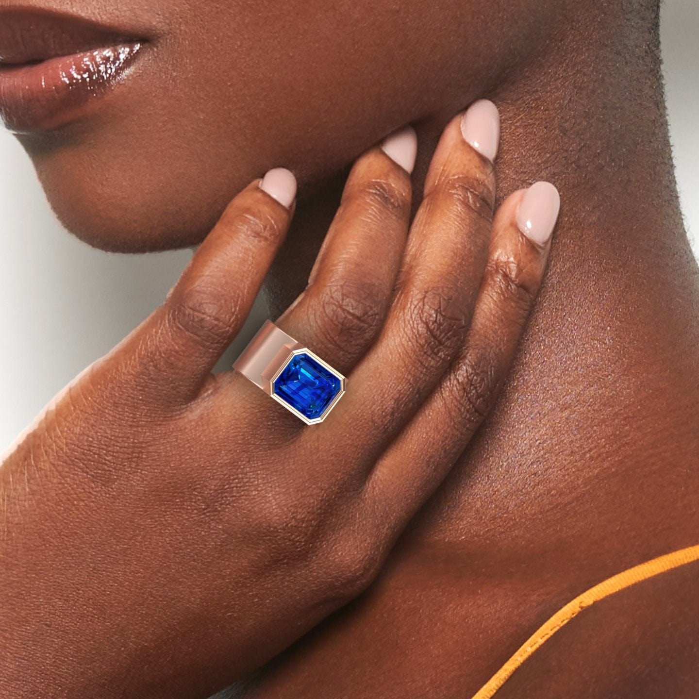 Lab Grown Blue Sapphire Statement Ring - Aparna