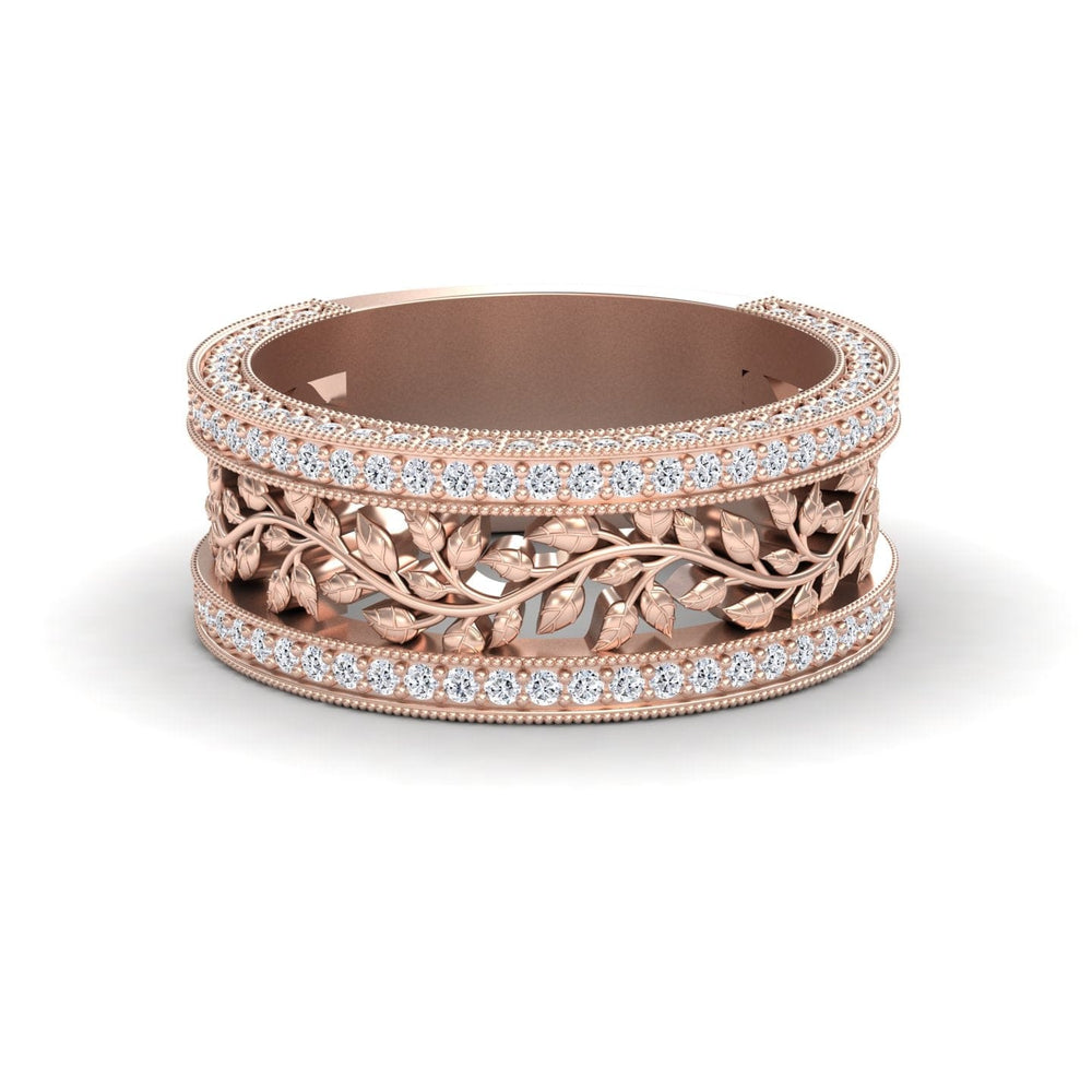 White Diamond Vine Motif Eternity Band - Casey