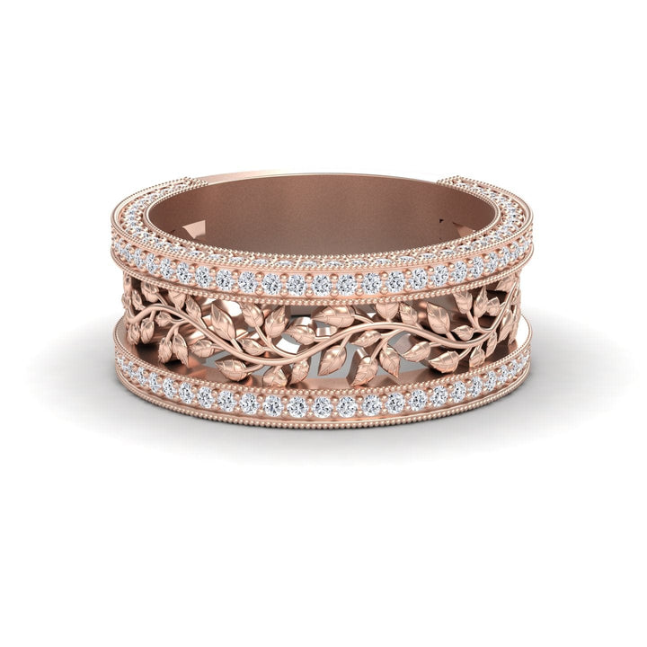 White Diamond Vine Motif Eternity Band - Casey