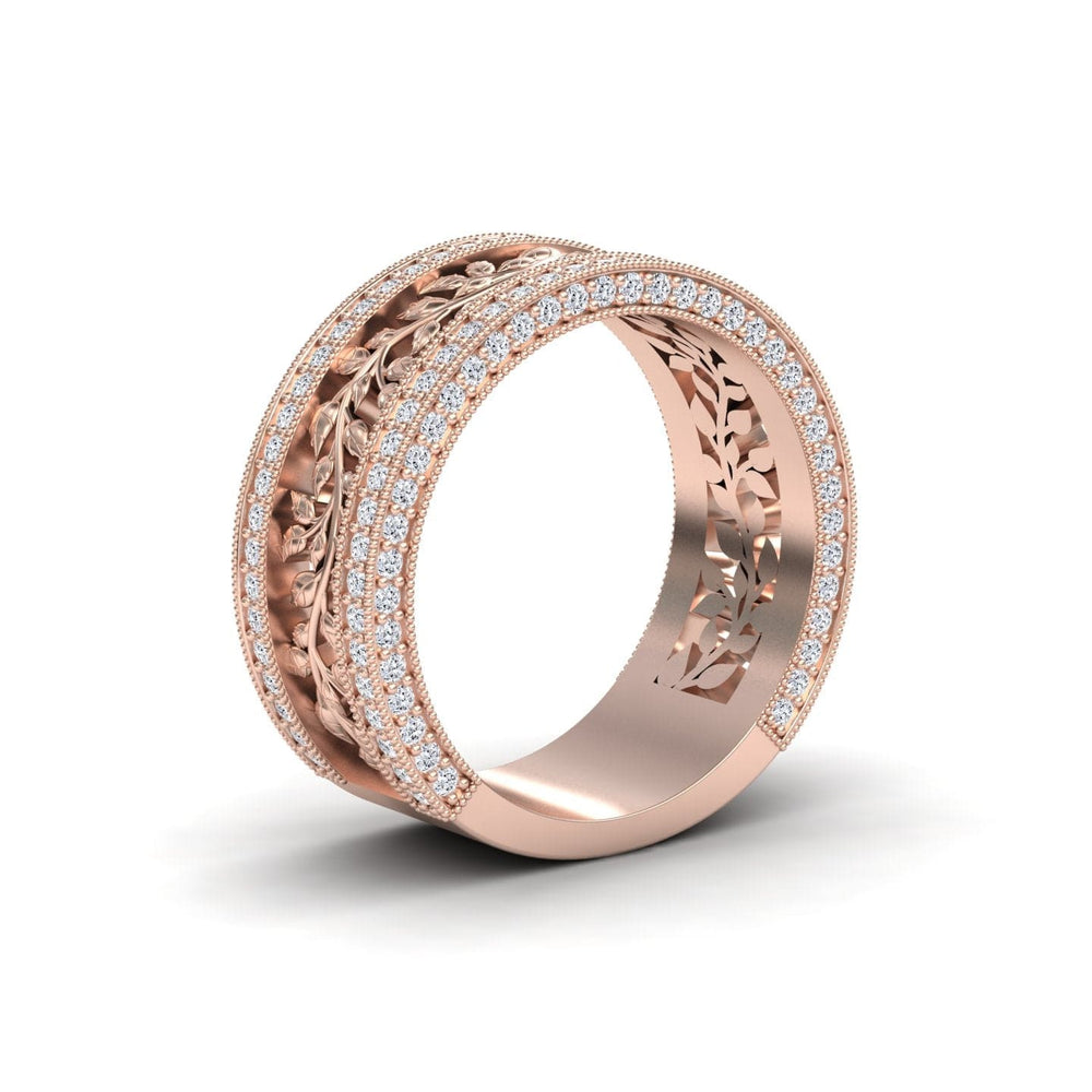 White Diamond Vine Motif Eternity Band - Casey
