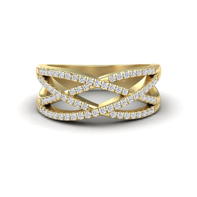 White Diamond Criss-Cross Pave Band Ring