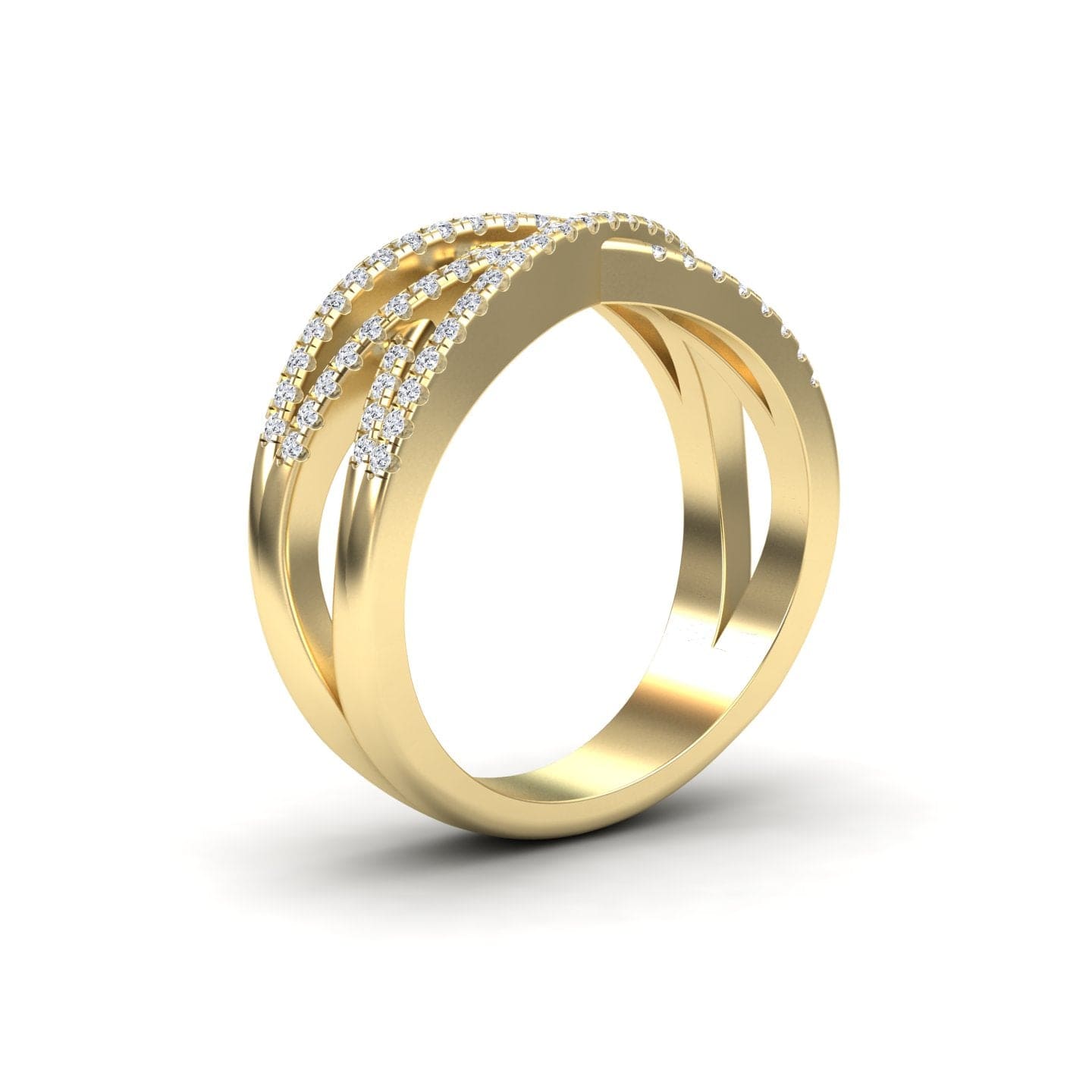 White Diamond Criss-Cross Pave Band Ring - Eden
