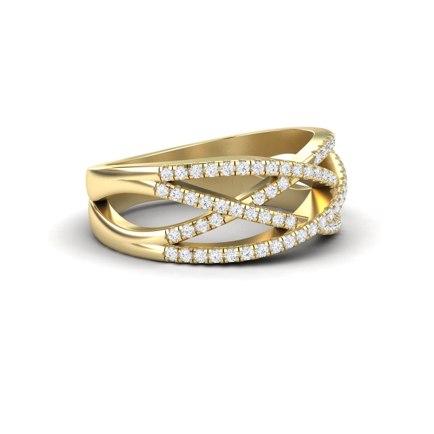 White Diamond Criss-Cross Pave Band Ring - Eden