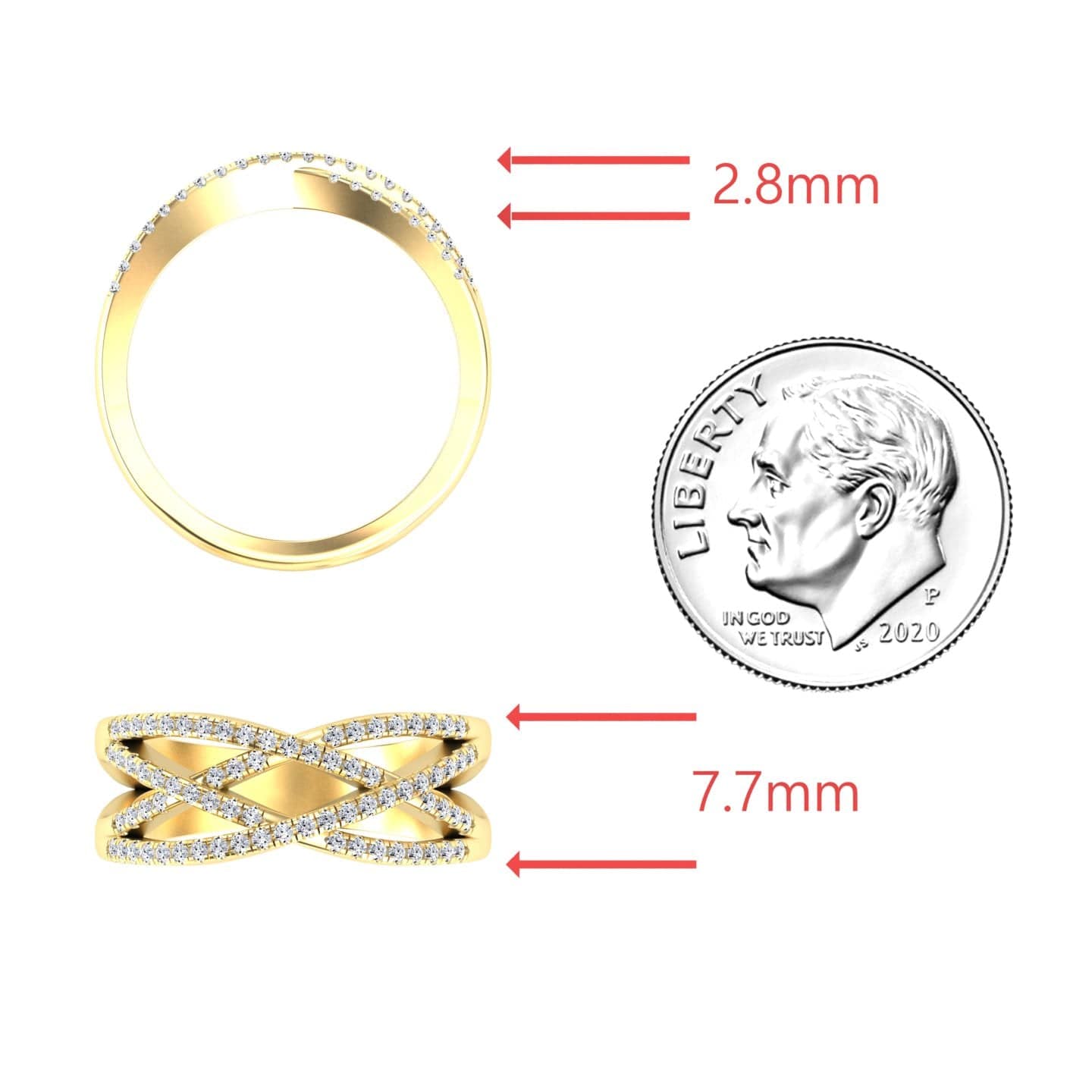 White Diamond Criss-Cross Pave Band Ring - Eden