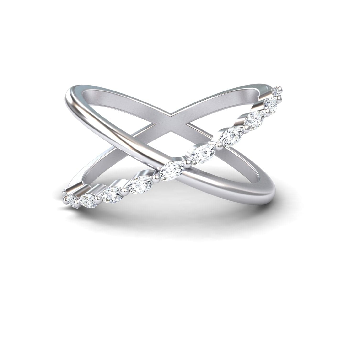 White Diamond Crossover Ring - Gracie