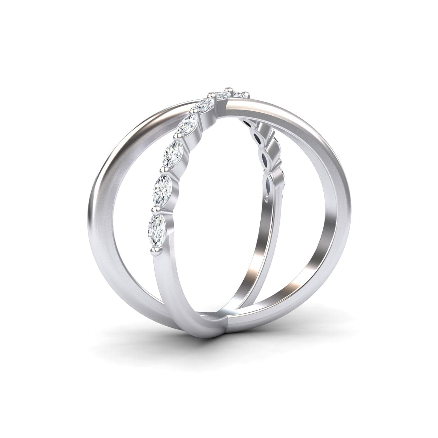 White Diamond Crossover Ring - Gracie