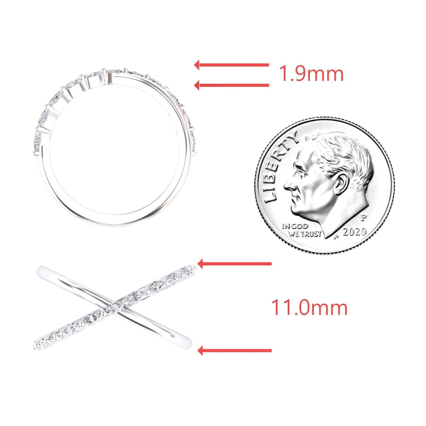 White Diamond Crossover Ring - Gracie