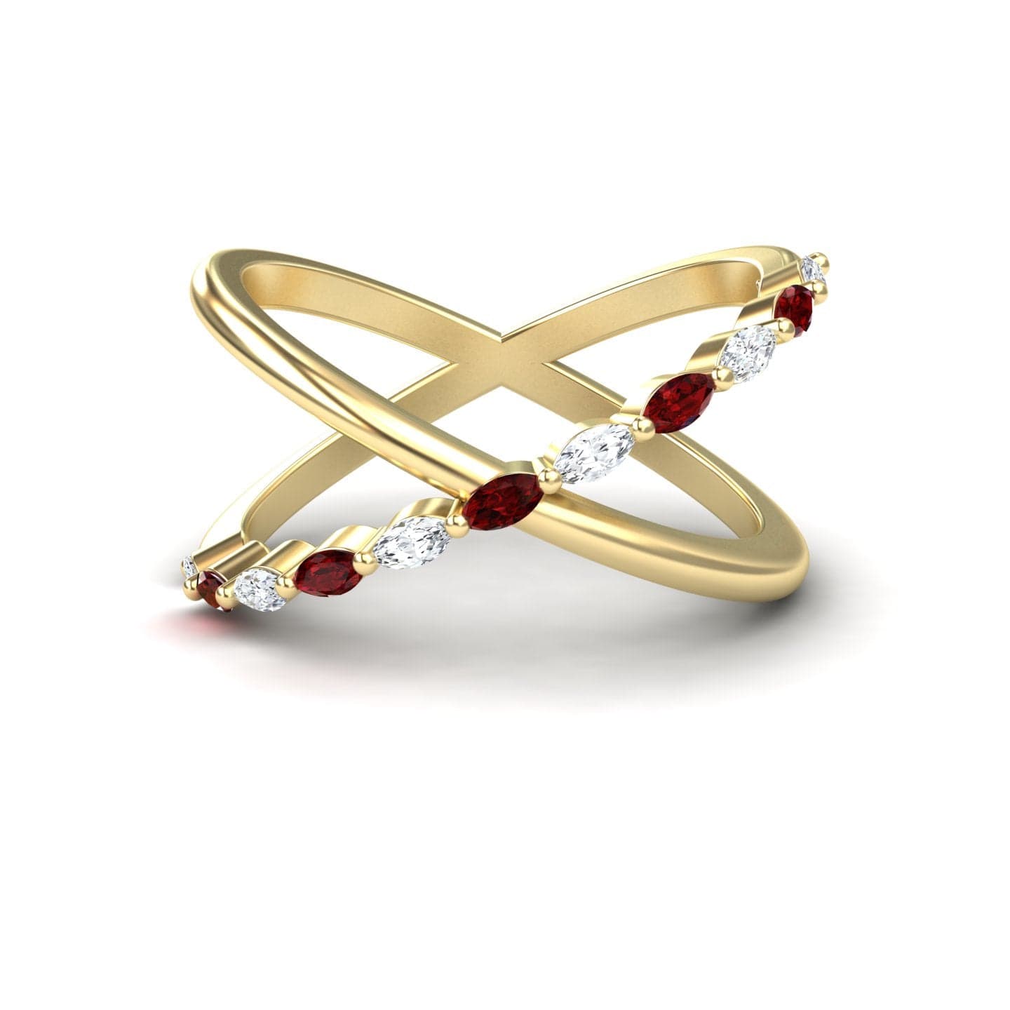 Ruby & Diamond Crossover Ring - Gracie