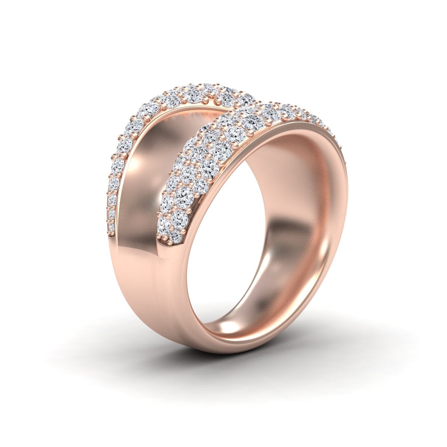 White Diamond Sculpted Wave Pave Statement Ring - Kiana