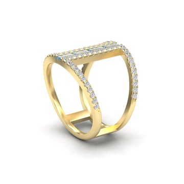 Aquamarine & Diamond Double Band Open Cuff Ring - Luci