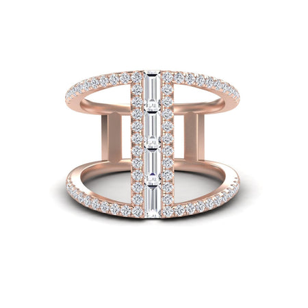 White Diamond Double Band Open Cuff Ring - Luci