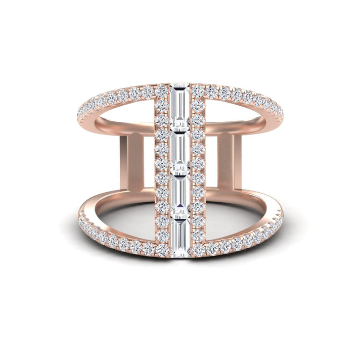 White Diamond Double Band Open Cuff Ring - Luci