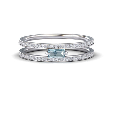 Aquamarine & Diamond Double Band