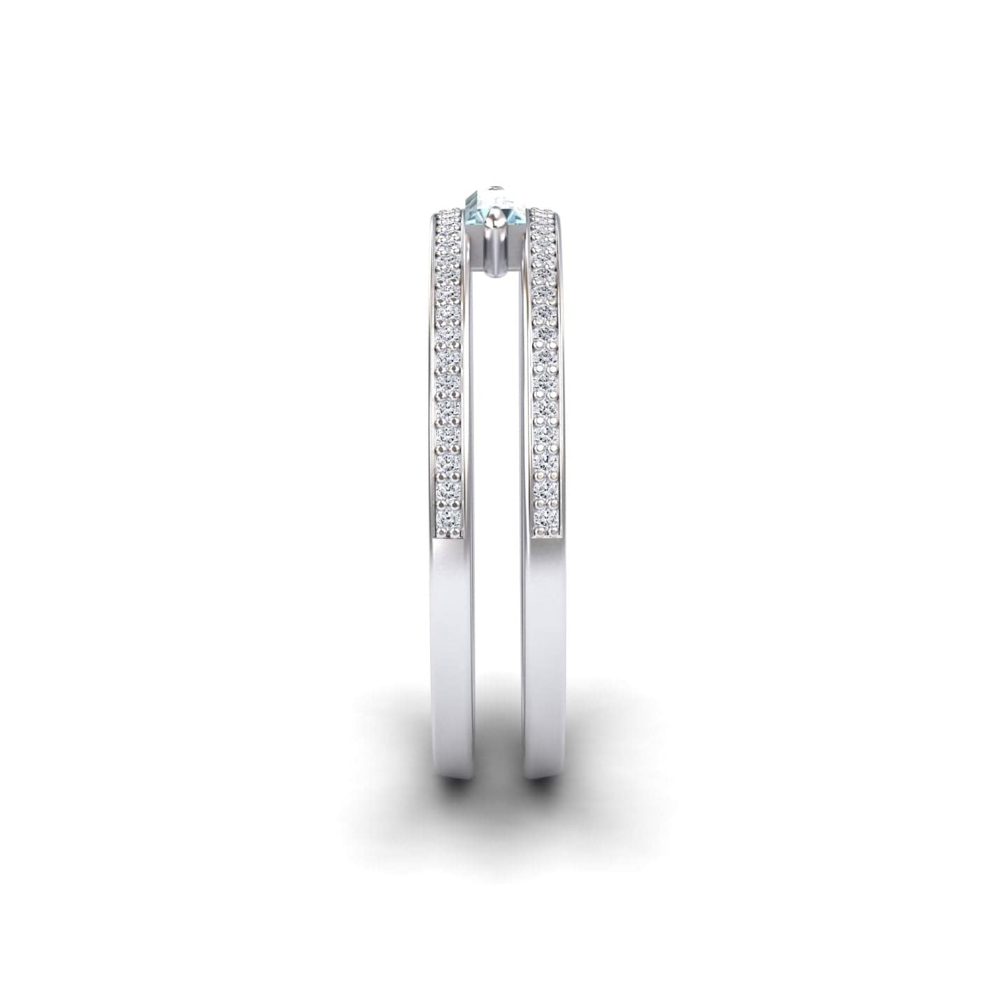 Aquamarine & Diamond Double Band - Bianca