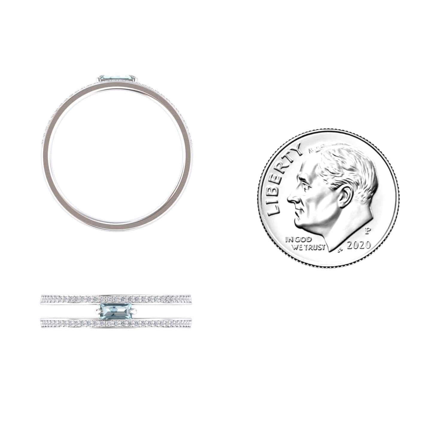 Aquamarine & Diamond Double Band - Bianca