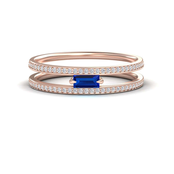 Blue Sapphire & Diamond Double Band - Bianca