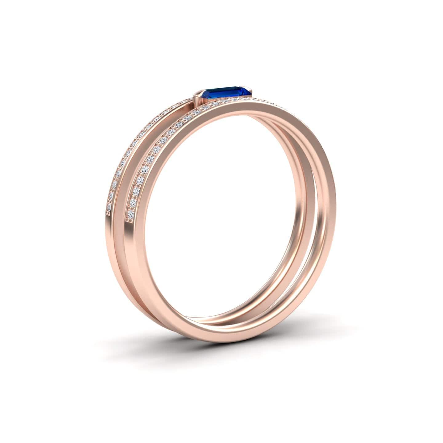 Blue Sapphire & Diamond Double Band - Bianca